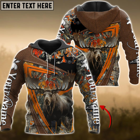 Orange Wilderness Moose Hunting Personalized Name 3D Hoodie