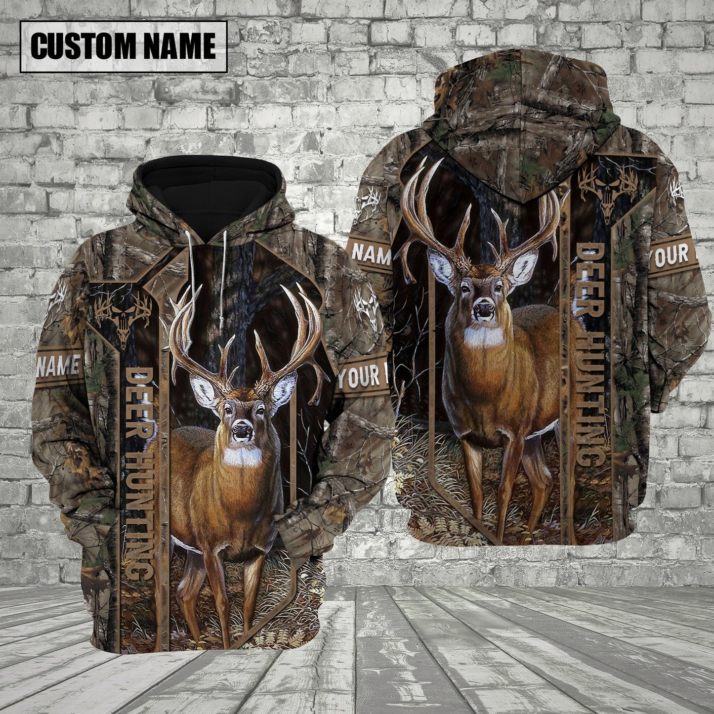 Brown Camo Deer Hunting Custom Name Shirt 3D All Over Printed Clothes