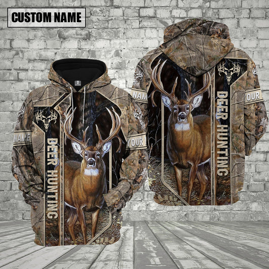 Grass Brown Camo Deer Hunting Custom Name Shirt 3D All Over Printed Clothes