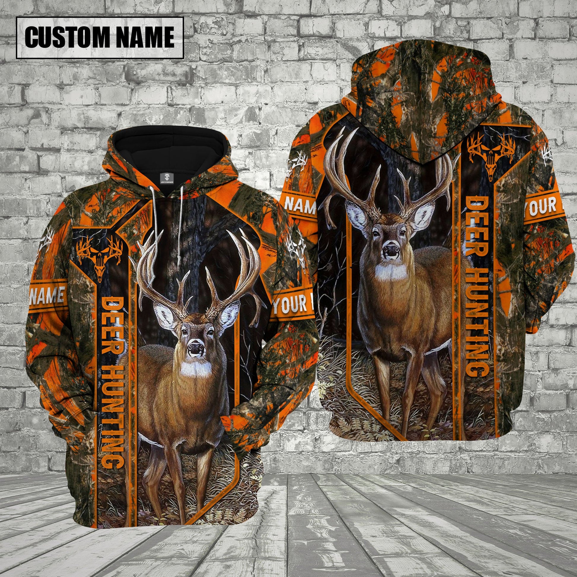 Orange Camo Deer Hunting Custom Name Shirt 3D All Over Printed Clothes