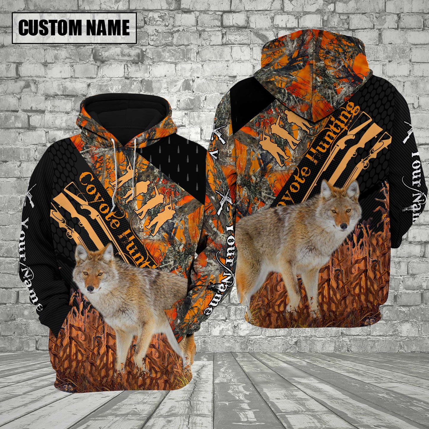 Coyote Hunting Orange Camo Custom Name Shirt 3D All Over Printed Clothes