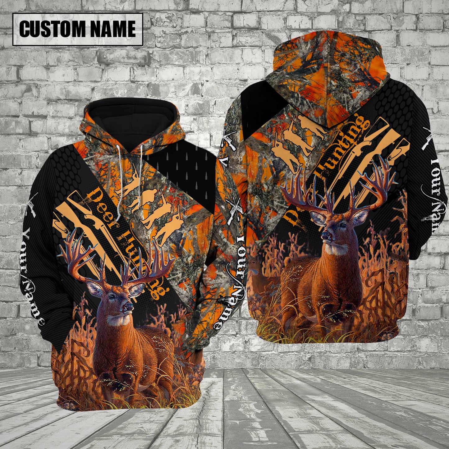 Deer Hunting Orange Camo  Custom Name Shirt 3D All Over Printed Clothes