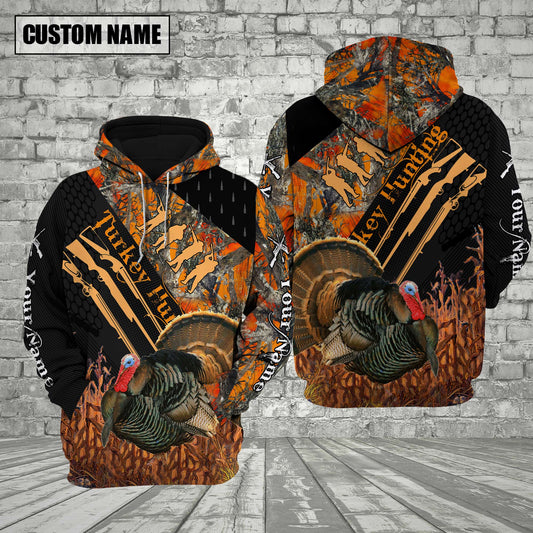 Turkey Hunting Orange Camo Custom Name Shirt 3D All Over Printed Clothes