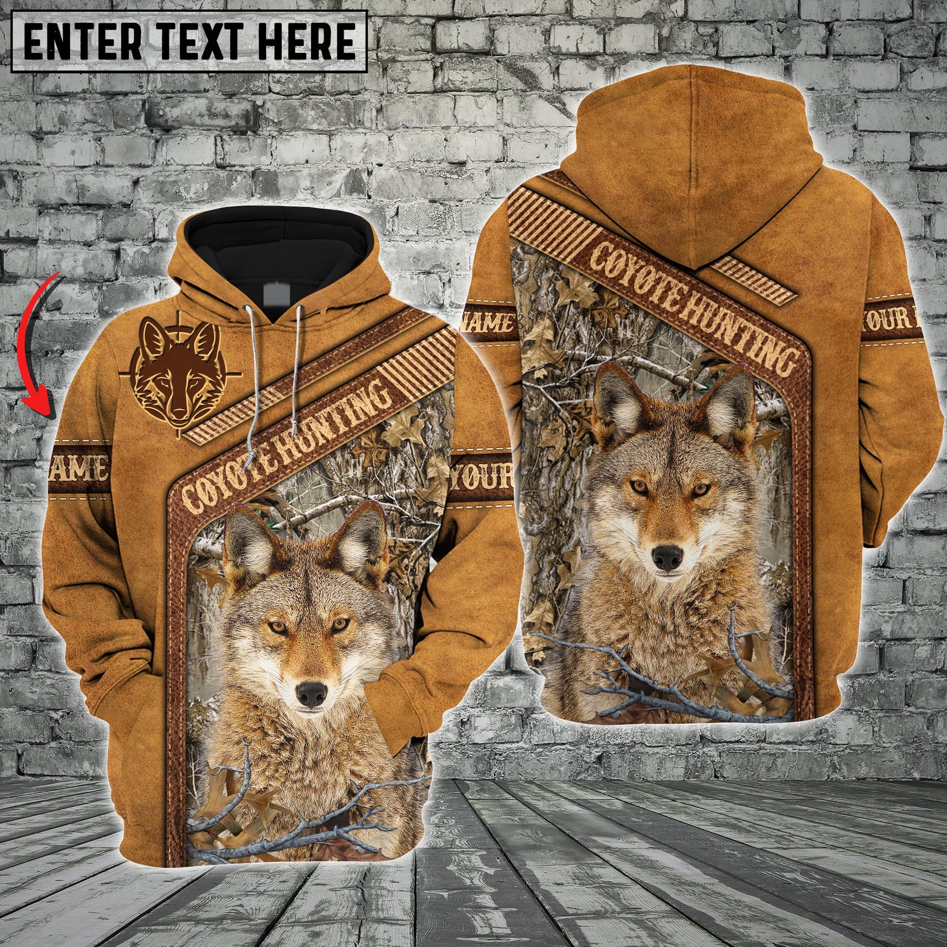 Coyote Hunting Leather Pattern Custom Name Shirt 3D All Over Printed Clothes