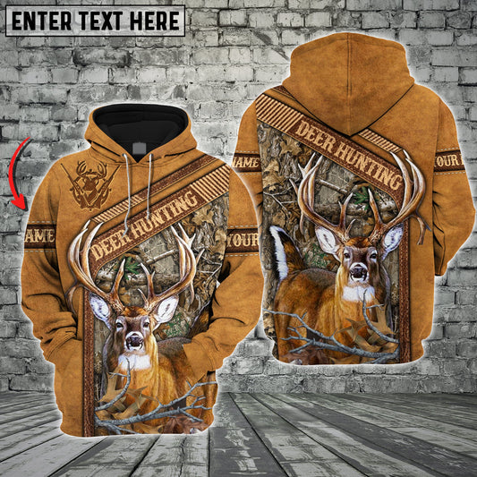 Deer Hunting Leather Pattern Custom Name Shirt 3D All Over Printed Clothes