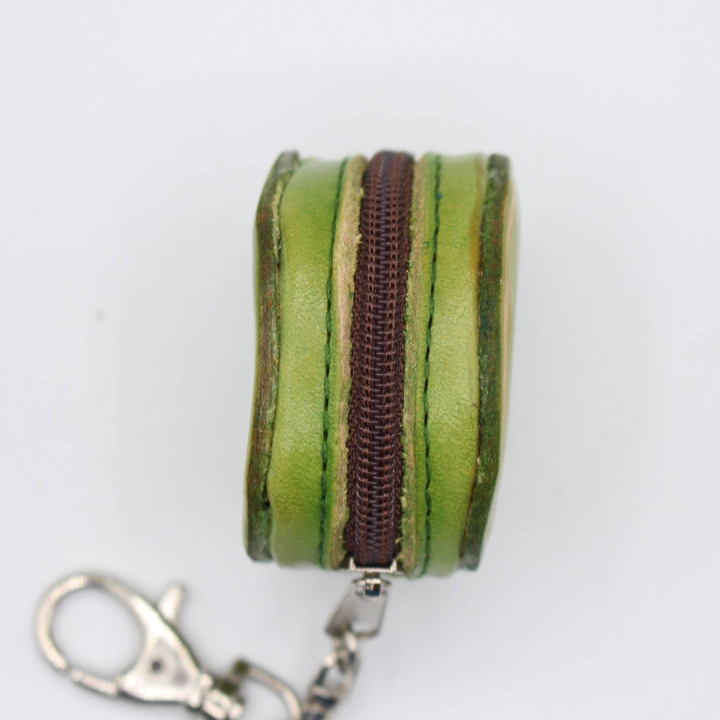 Handmade Green Leather Alien Keychain: Small Coin Purse Pendant