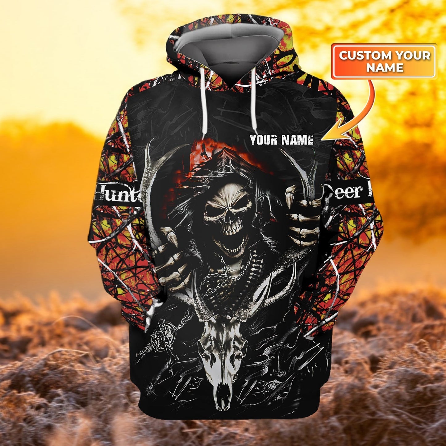 Custom Name Hunting Deer Reaper Shirt 3D All Over Printed Clothes