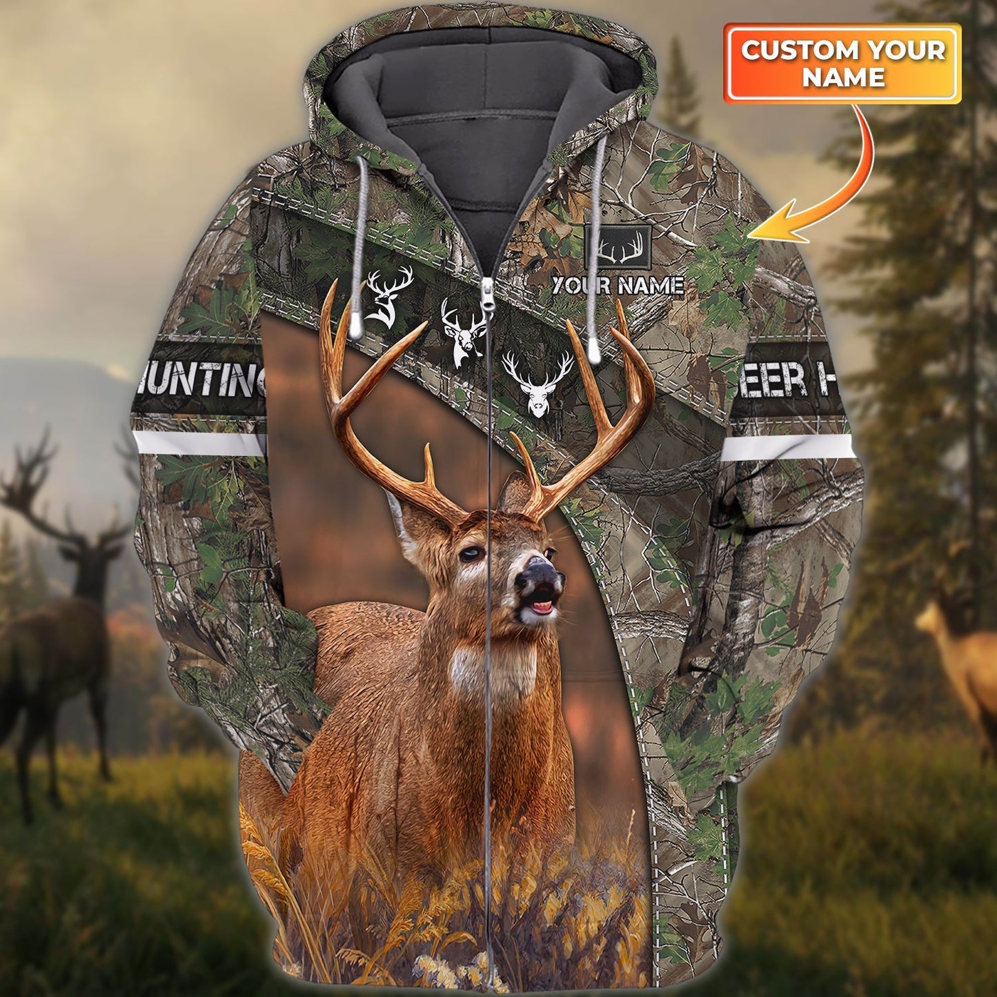 Custom Name Hunting Deer Shirt 3D All Over Printed Clothes