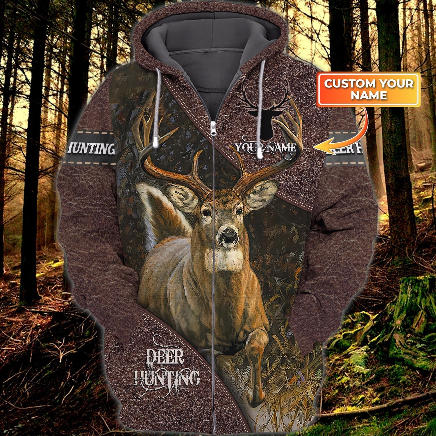 Custom Name Hunting Running Deer Shirt 3D All Over Printed Clothes