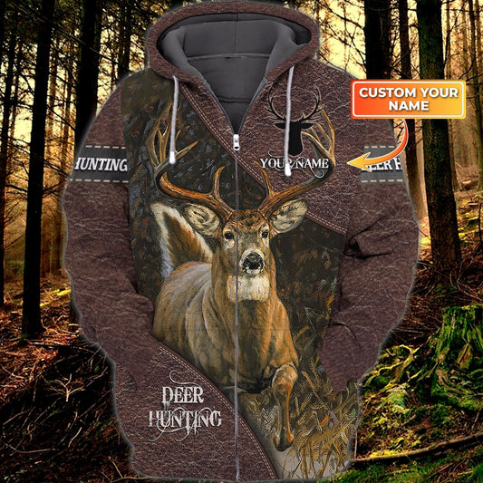 Custom Name Hunting Running Deer Shirt 3D All Over Printed Clothes