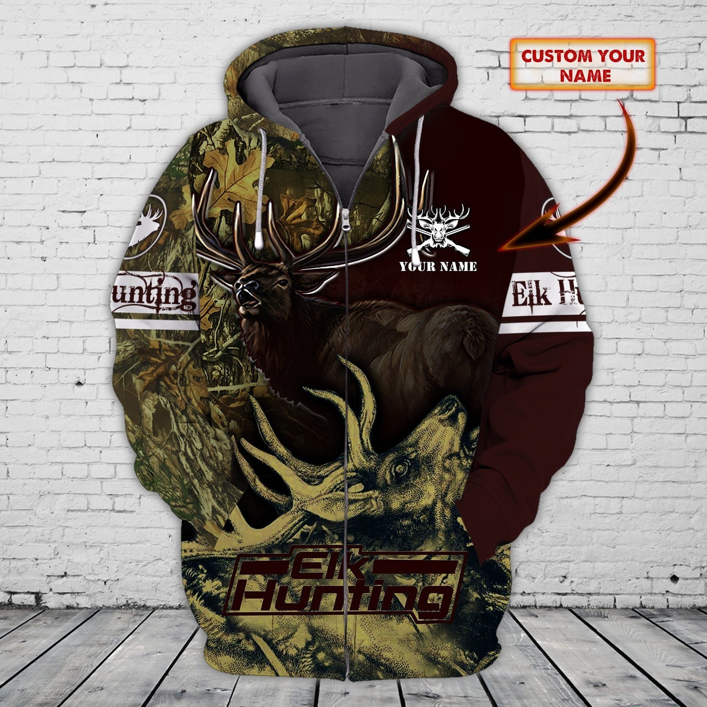 Custom Name Hunting Elk Shirt 3D All Over Printed Clothes