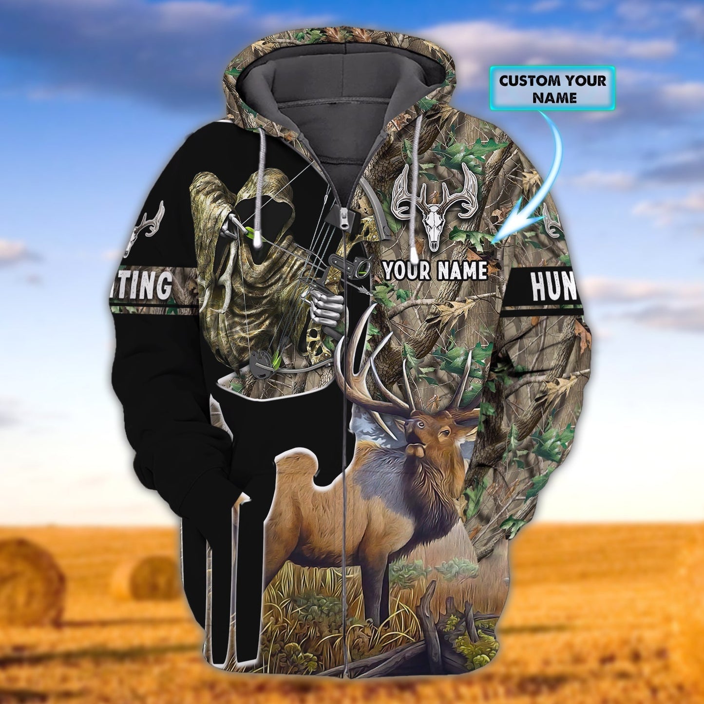 Custom Name Hunting Elk Shirt 3D All Over Printed Clothes