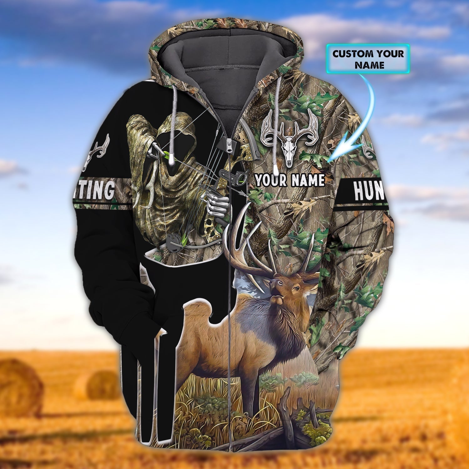 Custom Name Hunting Elk Shirt 3D All Over Printed Clothes