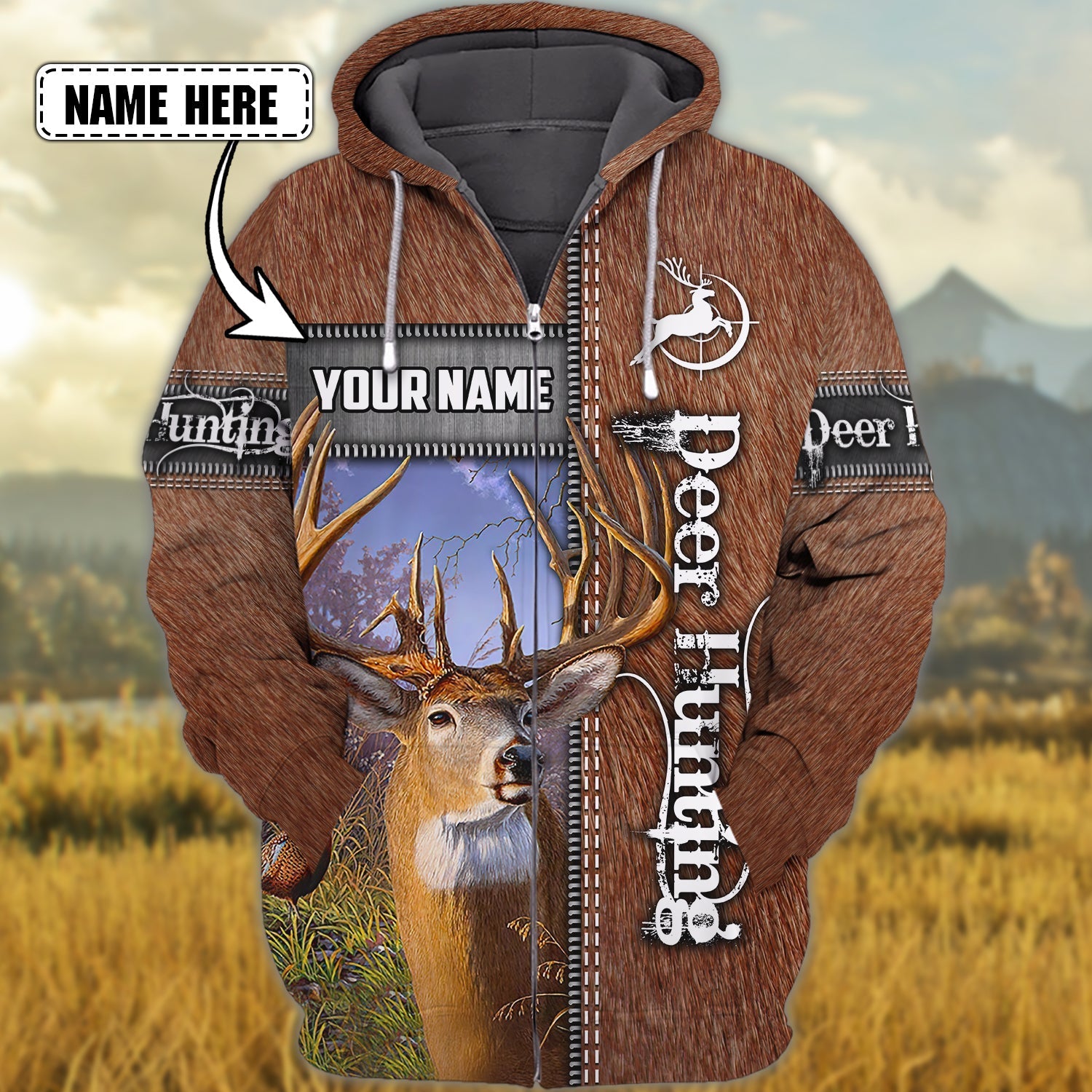 Custom Name Hunting Deer Mark Shirt 3D All Over Printed Clothes