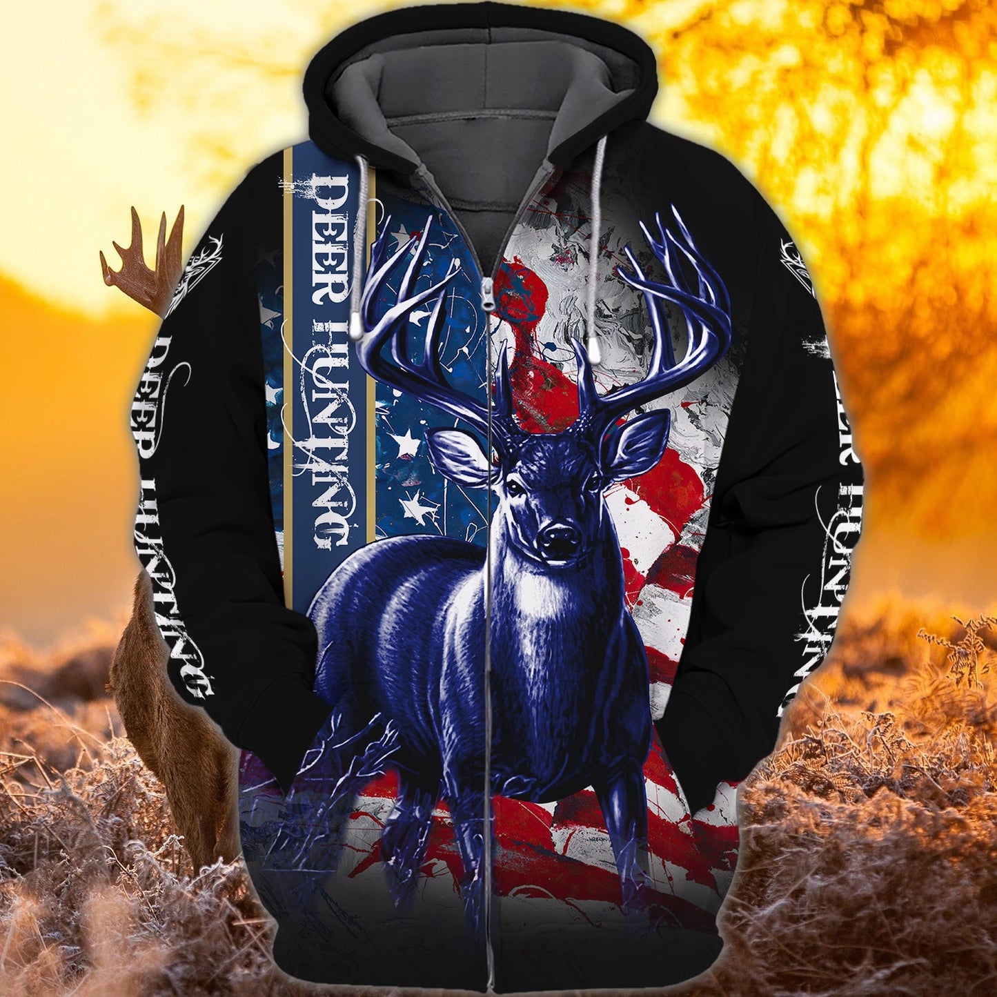 Deer Hunting American Flag Art 3D All Over Printed Clothes