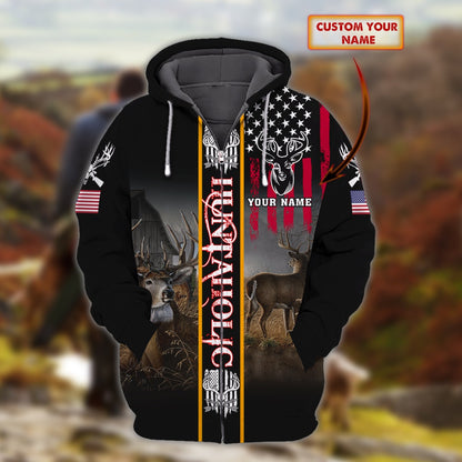 Custom Name Hunting Survial Skill America Shirt 3D All Over Printed Clothes