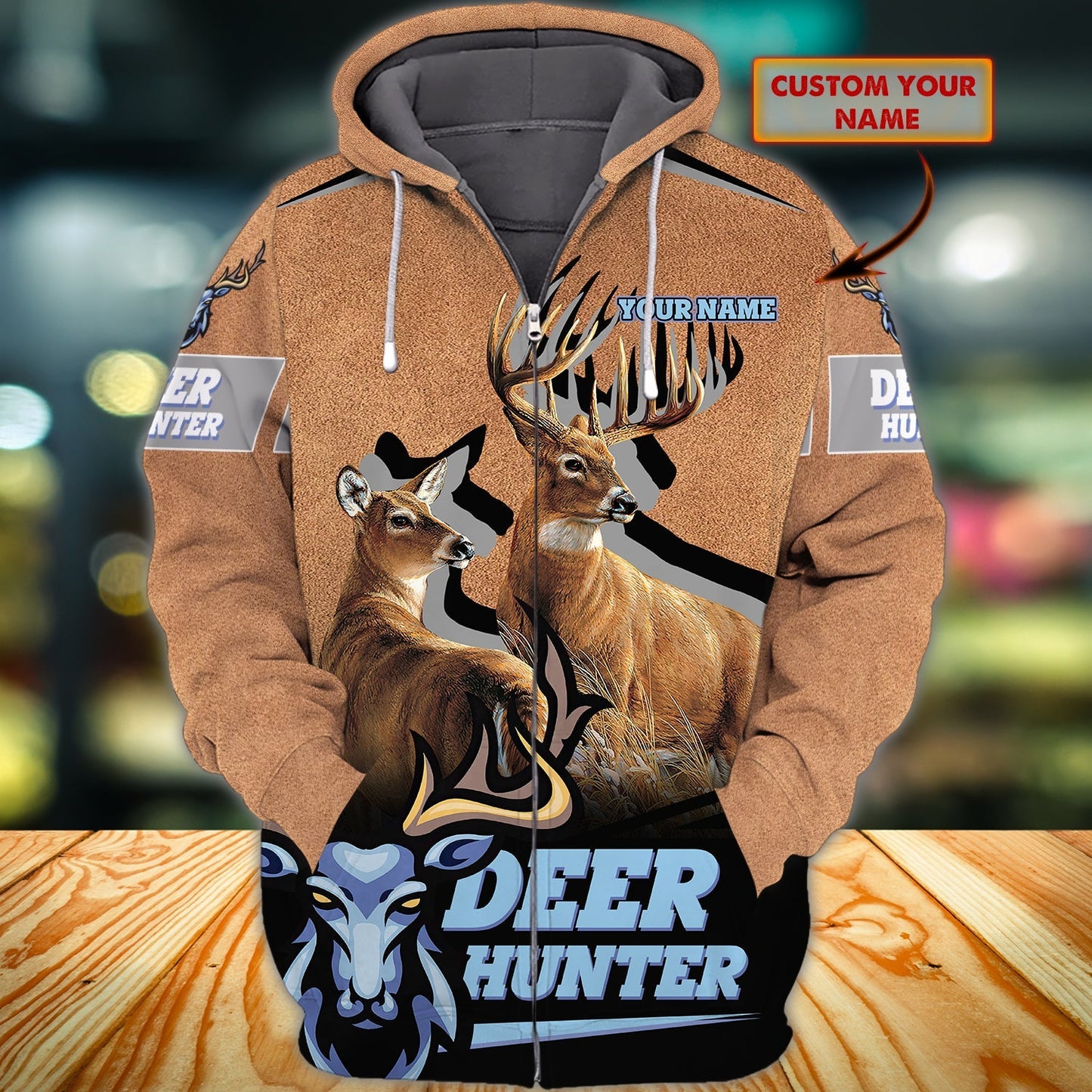 Custom Name Hunting Deer Leather Pattern Style 2 Shirt 3D All Over Printed Clothes