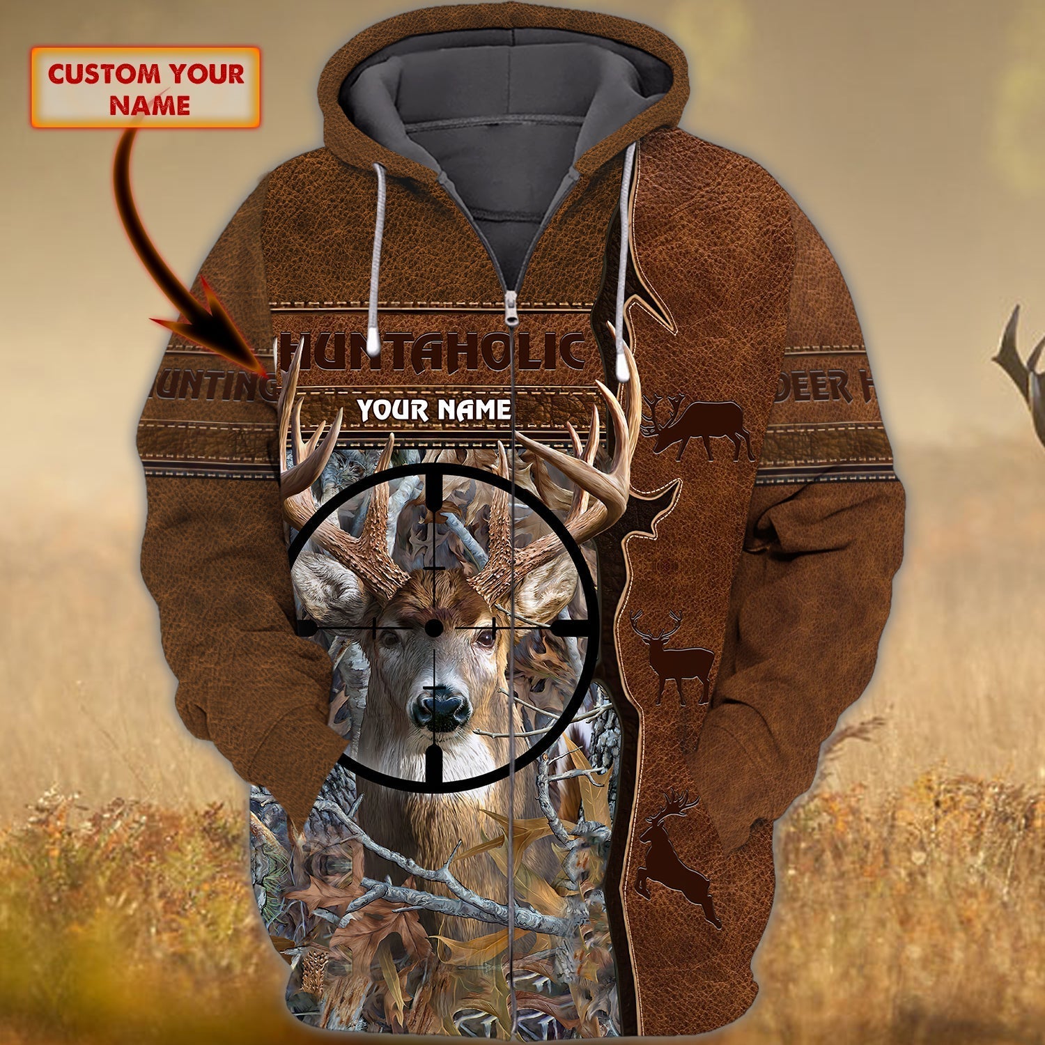 Custom Name  Deer Hunting On The Mark Shirt 3D All Over Printed Clothes