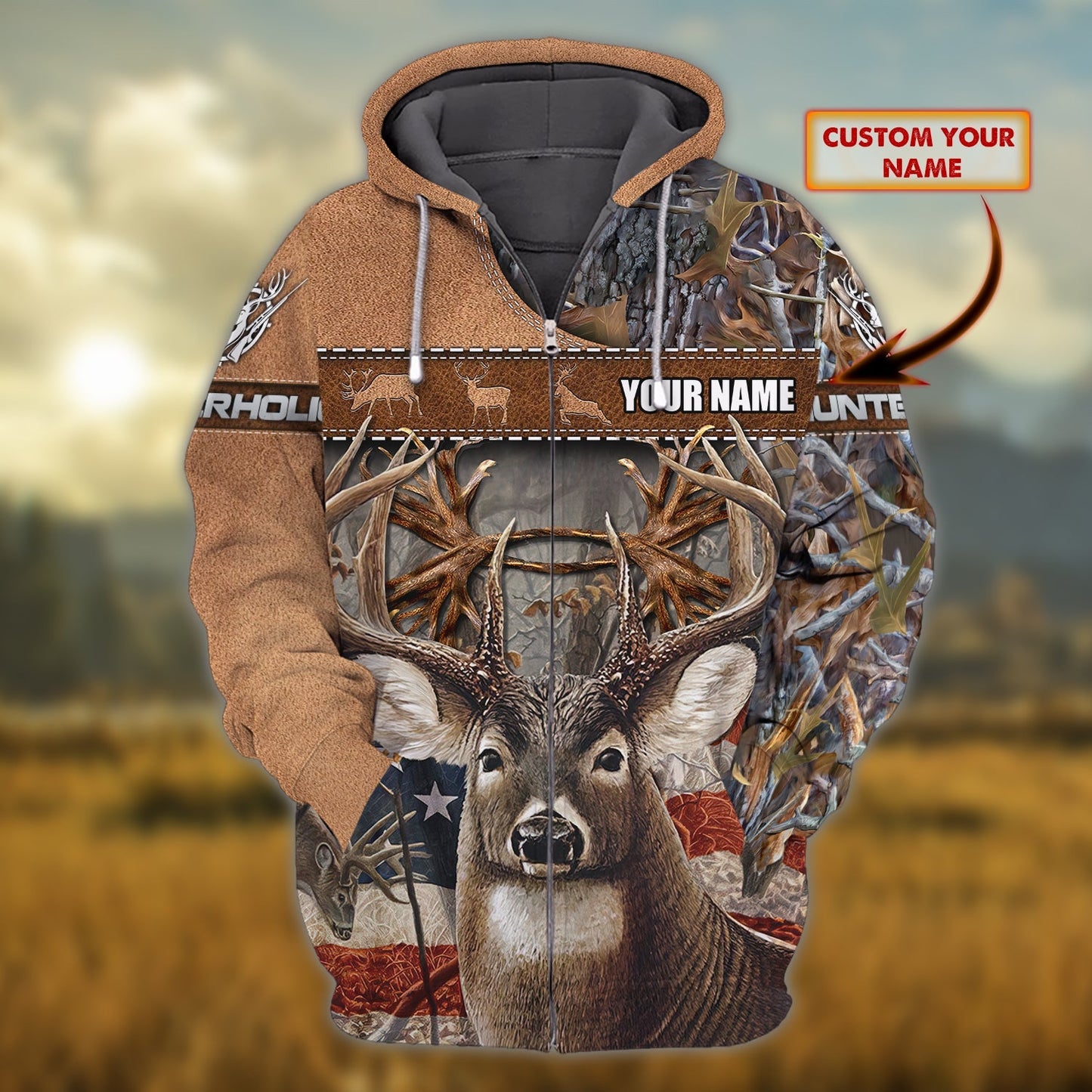 Custom Name Hunting Deer American Shirt 3D All Over Printed Clothes