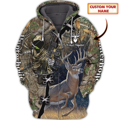 Custom Name Hunting Deer Bow Shirt 3D All Over Printed Clothes