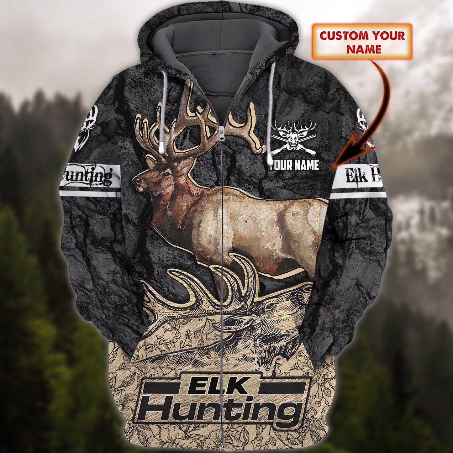 Custom Name Hunting Elk Shirt 3D All Over Printed Clothes