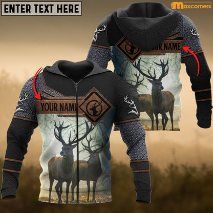 Deer Hunting Personalized Name 3D Over Printed Hoodie