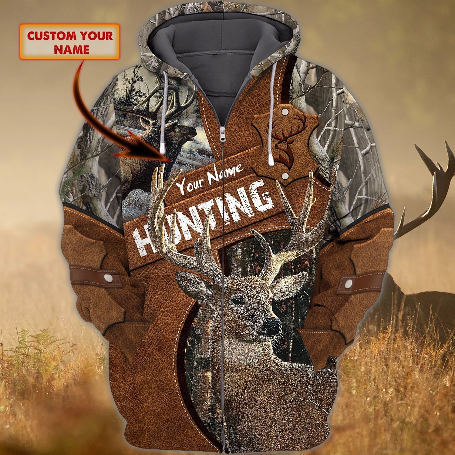 Custom Name Hunting Deer Brown 2 Shirt 3D All Over Printed Clothes