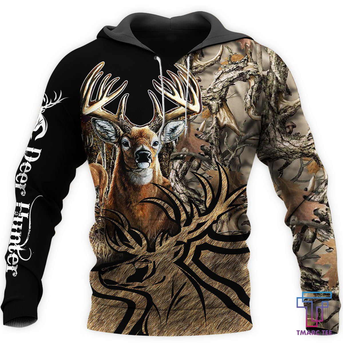 Deer Hunting Camo Caribou 3D Over Printed Hoodie