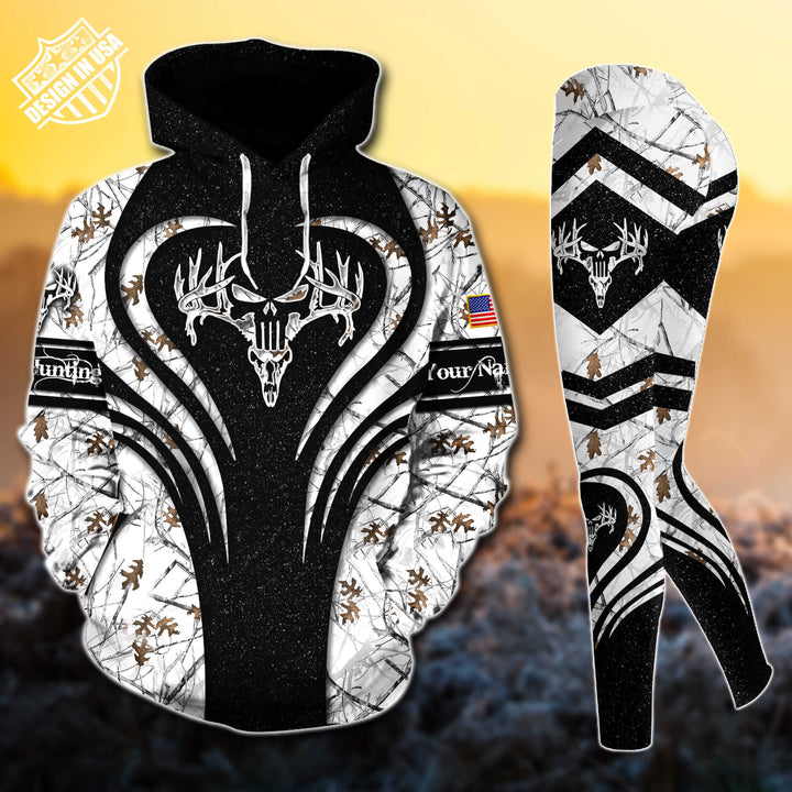 Max Corner Deer Hunting Skull Pattern Personalized 3D Style 1 Combo Hoodie & Legging Set