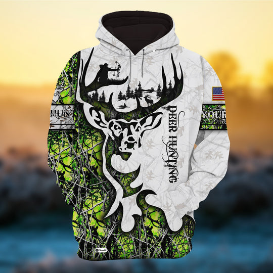 Personalized Camo Deer Hunting Hoodies All Over Print Multicolored