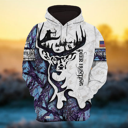 Personalized Camo Deer Hunting Hoodies All Over Print Multicolored