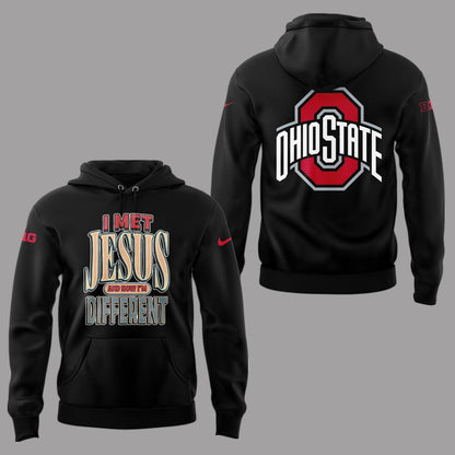Back at Ohio State, J.T. Tuimoloau makes a statement in the I MET JESUS AND NOW IM DIFFERENT Hoodie - MS16