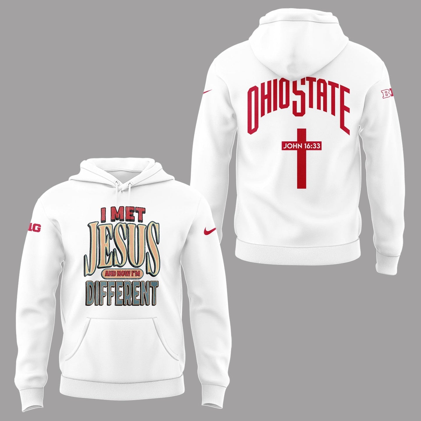 Back at Ohio State, J.T. Tuimoloau makes a statement in the I MET JESUS AND NOW IM DIFFERENT Hoodie - SQ53