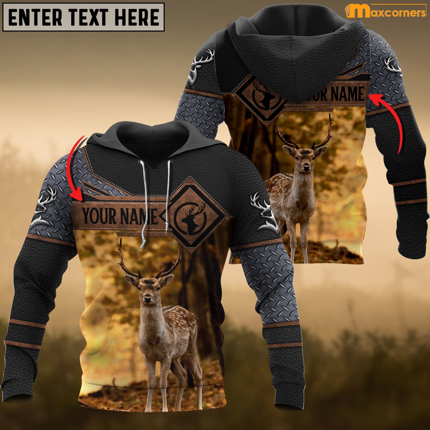 Deer Hunting Personalized Name 3D Over Printed Hoodie