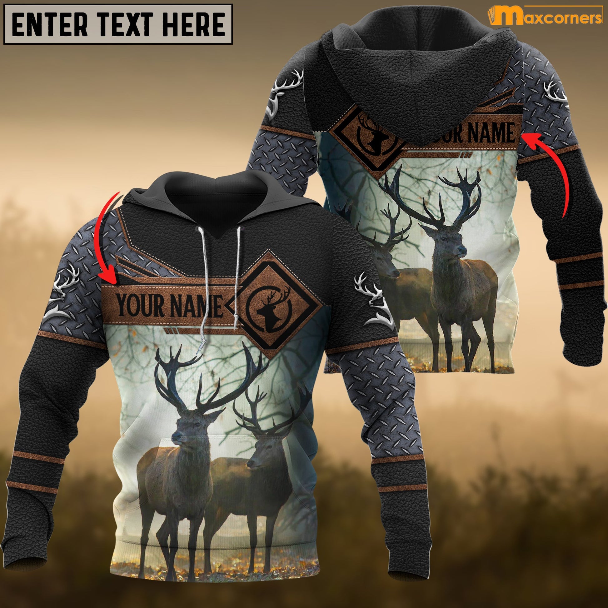 Deer Hunting Personalized Name 3D Over Printed Hoodie