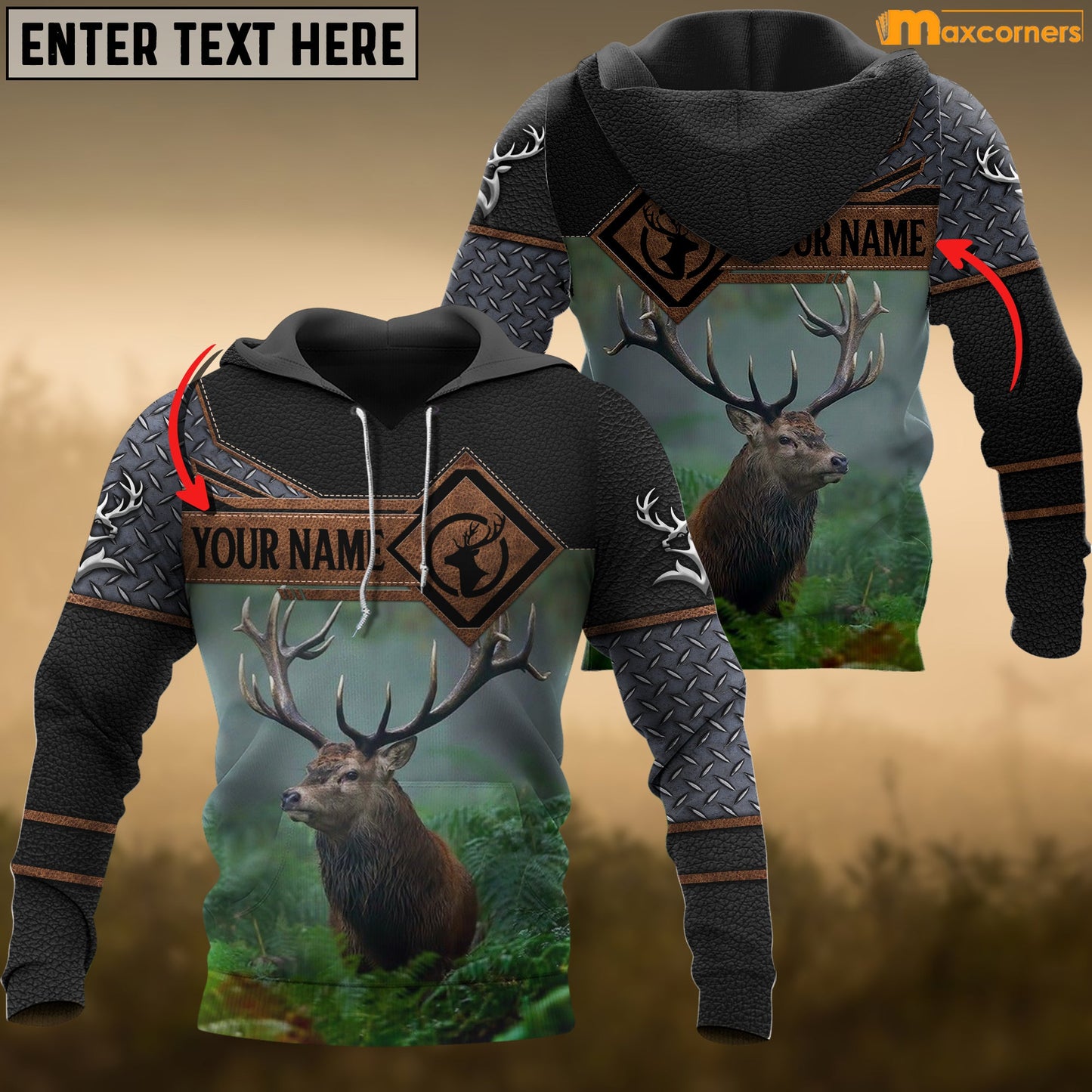 Deer Hunting Personalized Name 3D Over Printed Hoodie