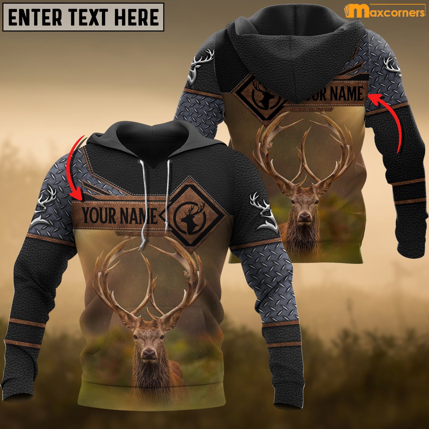 Deer Hunting Personalized Name 3D Over Printed Hoodie