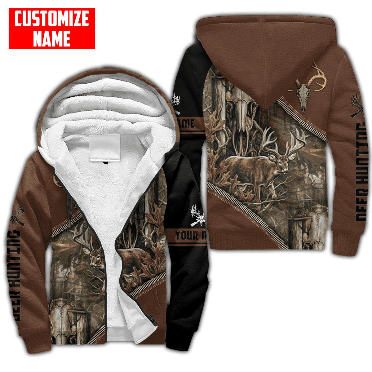 Deer Hunting Personalized Name 3D Over Printed Hoodie