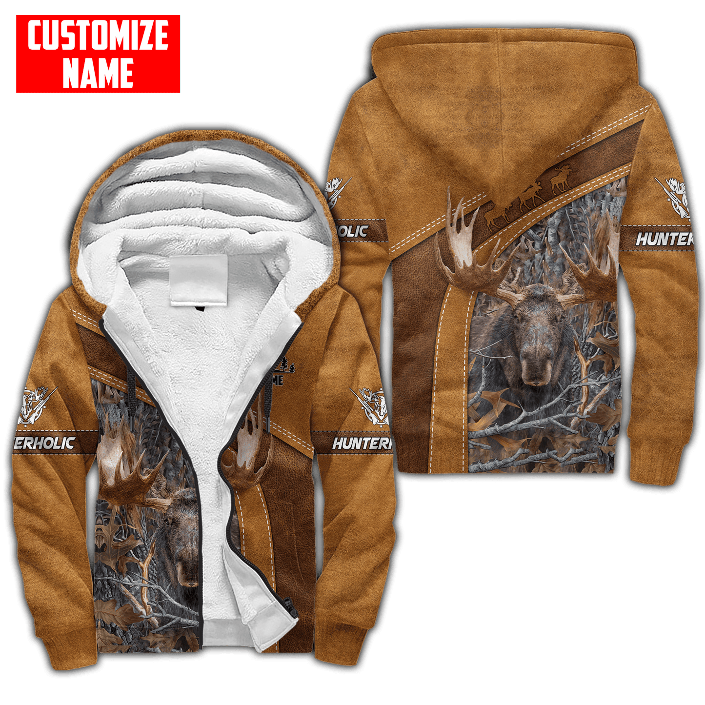 Moose Hunting Personalized Name 3D Over Printed Hoodie