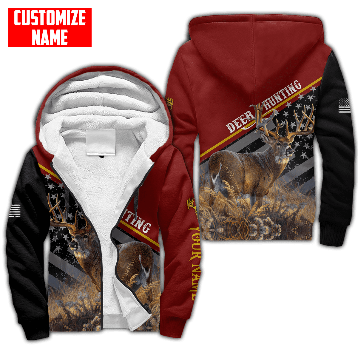 Deer Hunting Personalized Name 3D Over Printed Hoodie