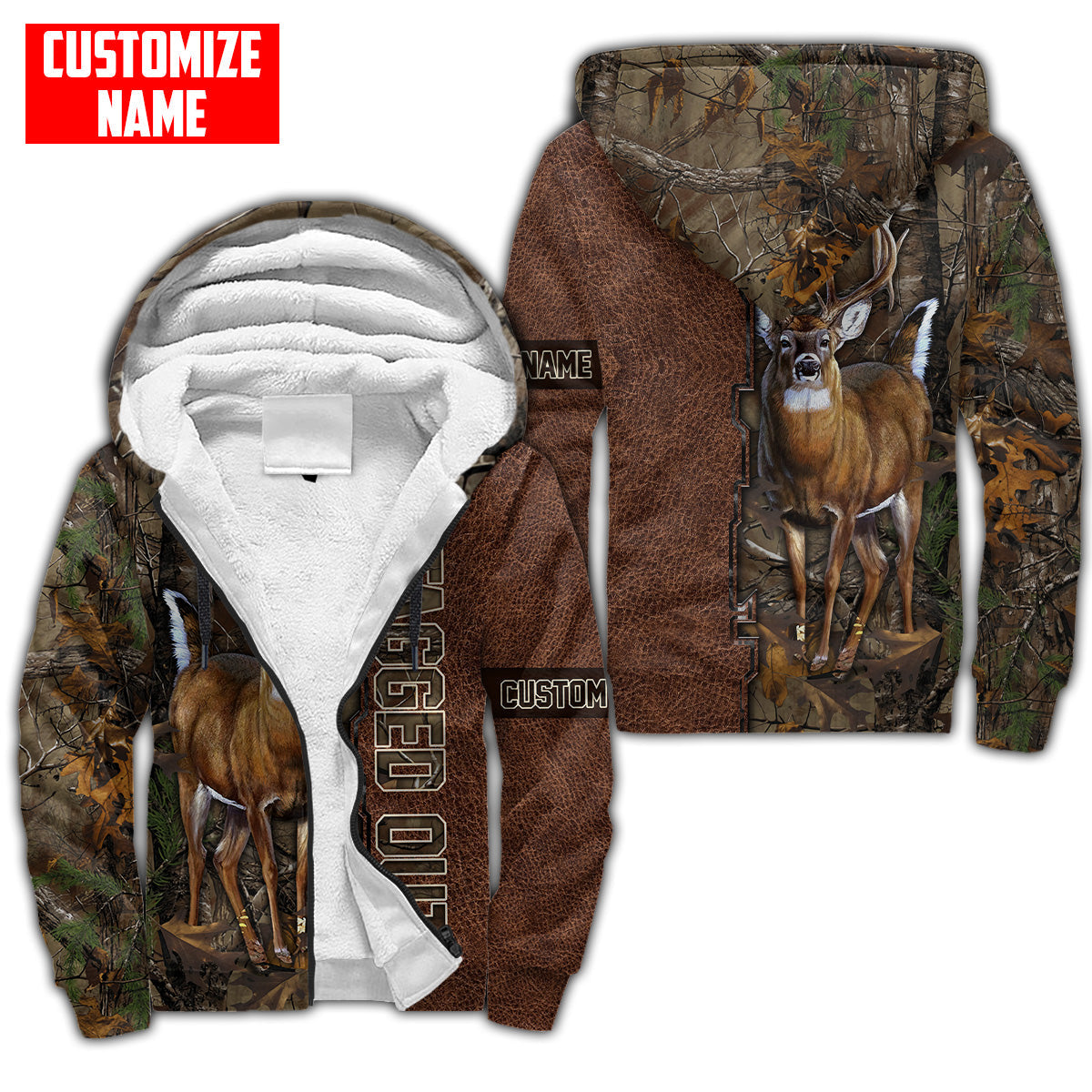 Deer Hunting Personalized Name 3D Over Printed Hoodie