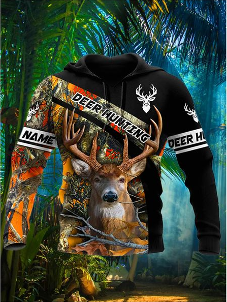 Customized Name Deer Hunting Orange 3D Shirt