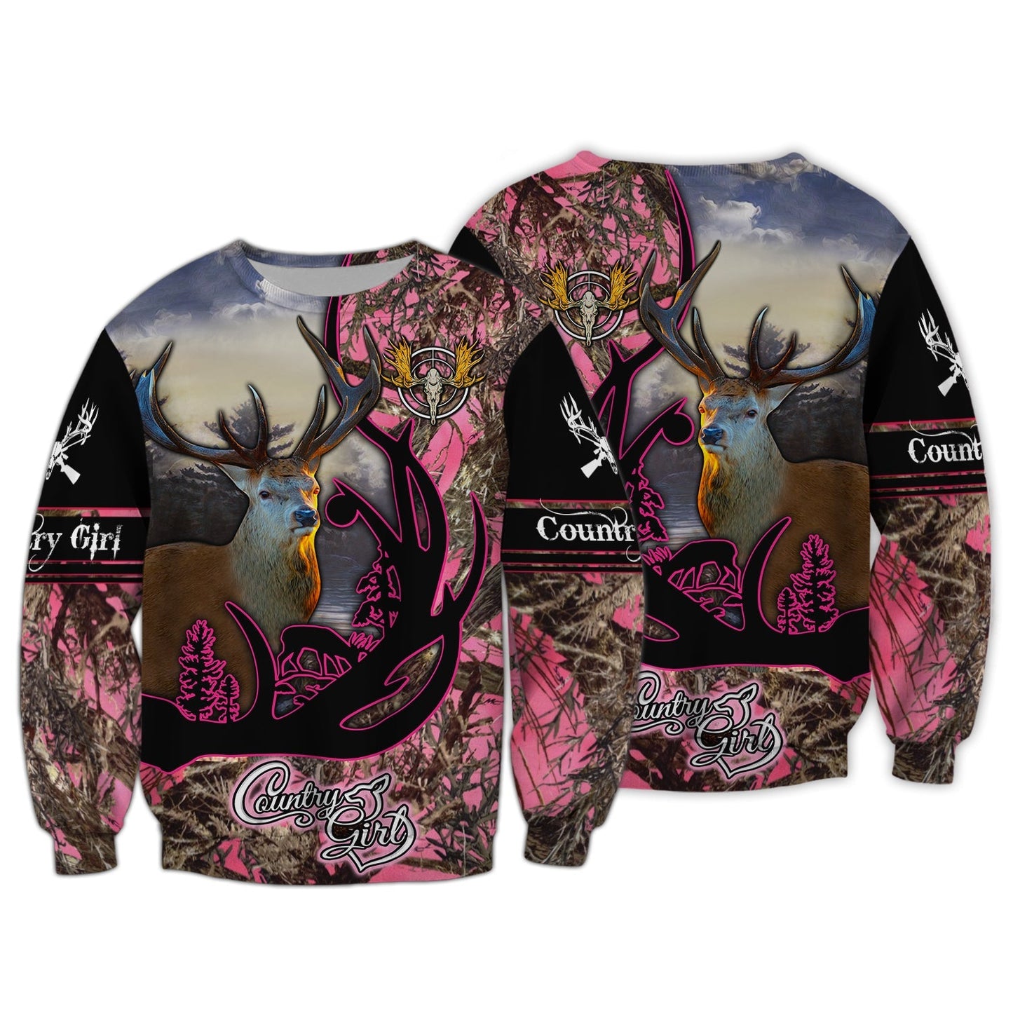 Deer Hunting Country Girl Pink Style Shirt 3D All Over Printed Clothes