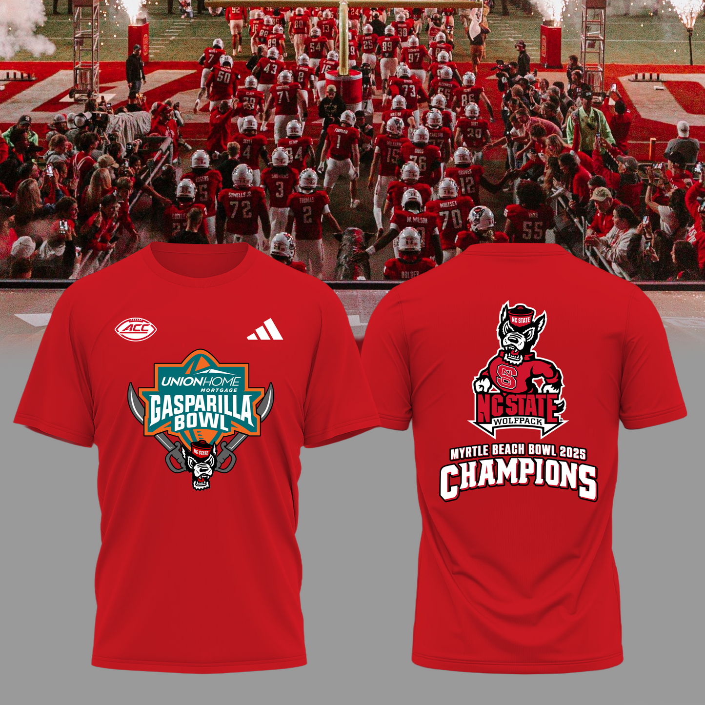 2025 GASPARILLA BOWL CHAMPS - NC State Football T-Shirt Champions | BU57