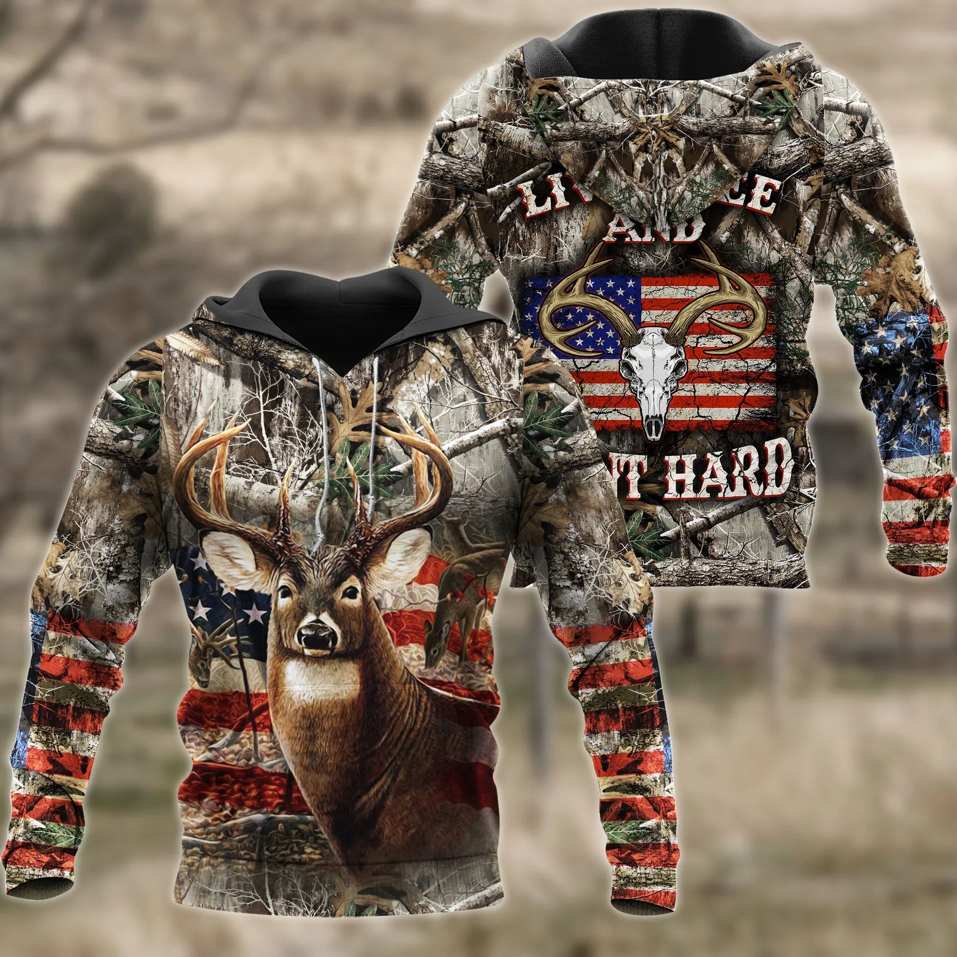 USA Flag Deer Hunting 3D Shirt