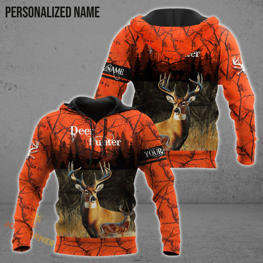 Personalized Name Deer Hunting Orange Green Camo 3D Design All Over Printed