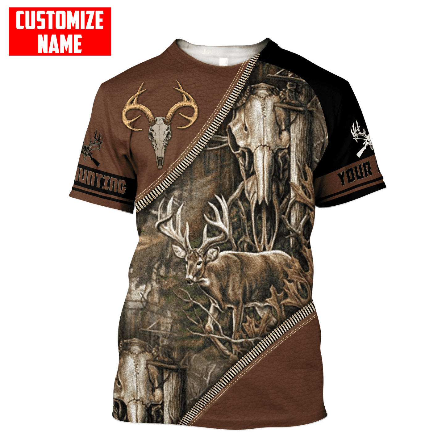 Customized Name Deer Hunting 3D Design All Over Printed