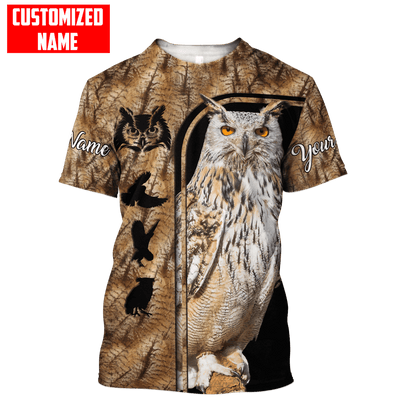 Customized Name Owl Hunting 3D Design All Over Printed