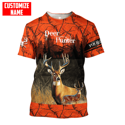 Personalized Name Deer Hunting Orange Green Camo 3D Design All Over Printed