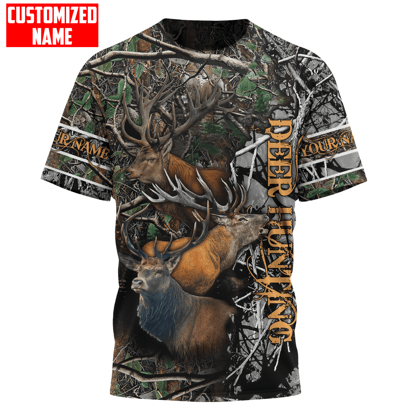 Deer Hunting Personalized Name 3D Over Printed Hoodie